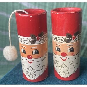 Santa Claus 2 Matchboxes w Poms Capri 1966 Vintage Christmas Decoration Matches